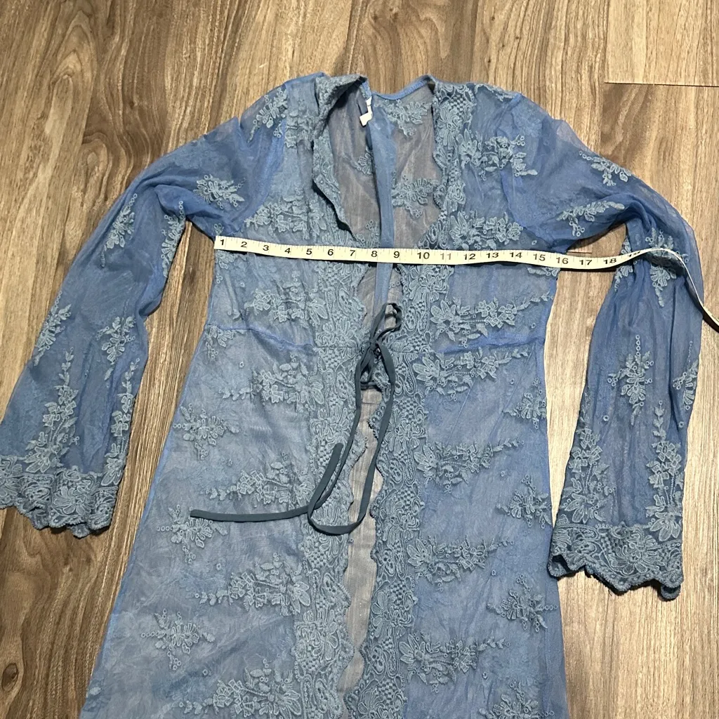 En Creme Sky Blue Long Cardigan Size L - Image 11