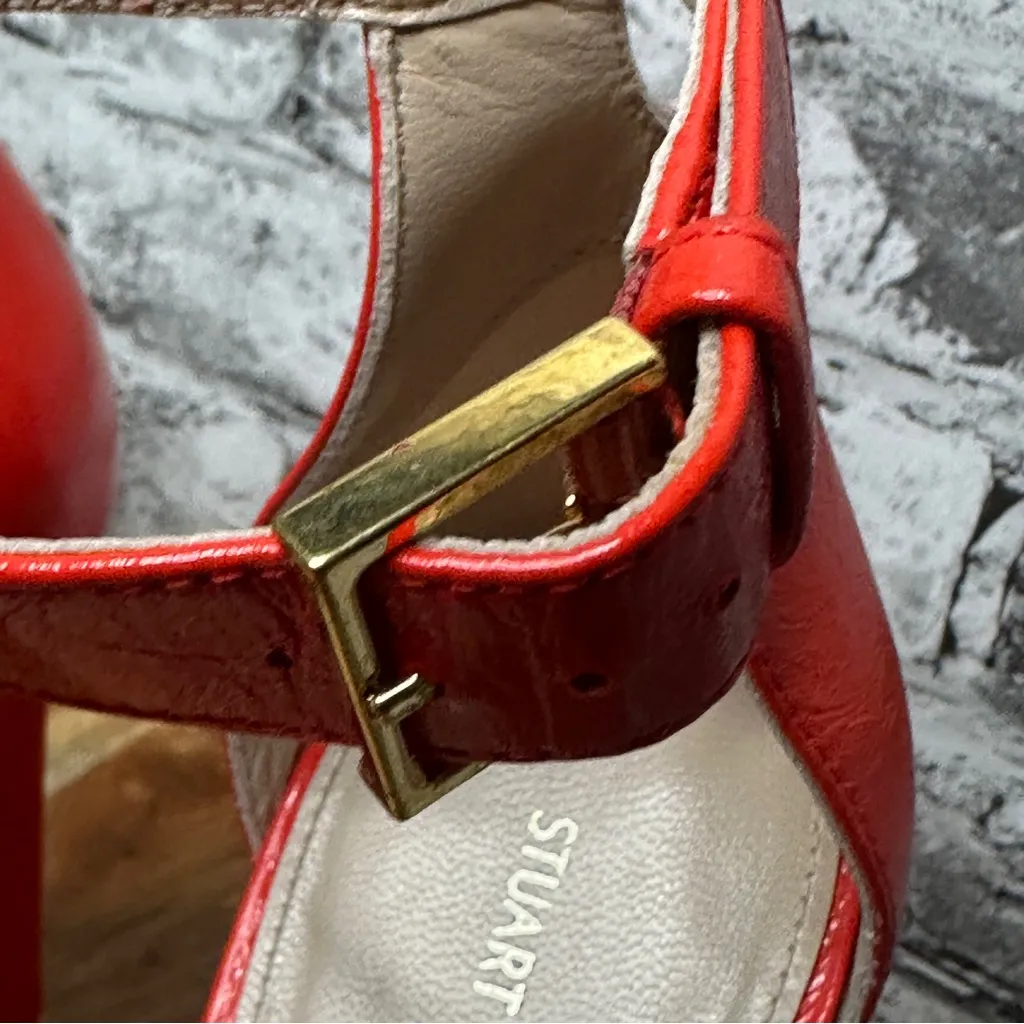 EUC Stuart Weitzman Red Ankle Strap Heels - Image 8