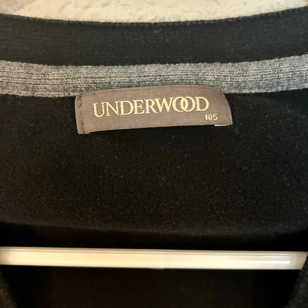 Underwood Black Button Front Cardigan Sweater Unisex Womens Medium Vintage Style - Image 2