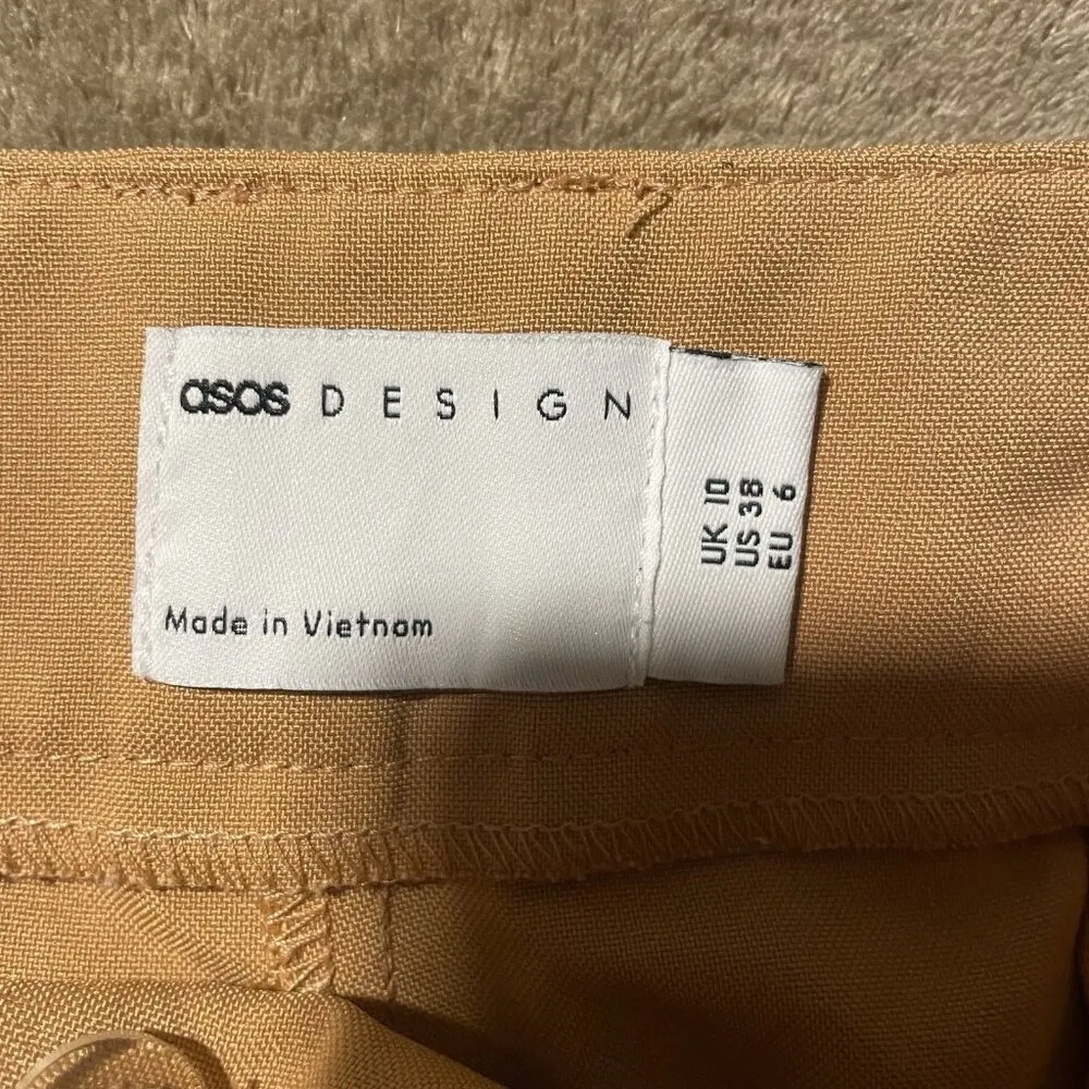 Asos Design Pants Womens Size 38 High Waist Tan Chino Light Academia Work Office - Image 2