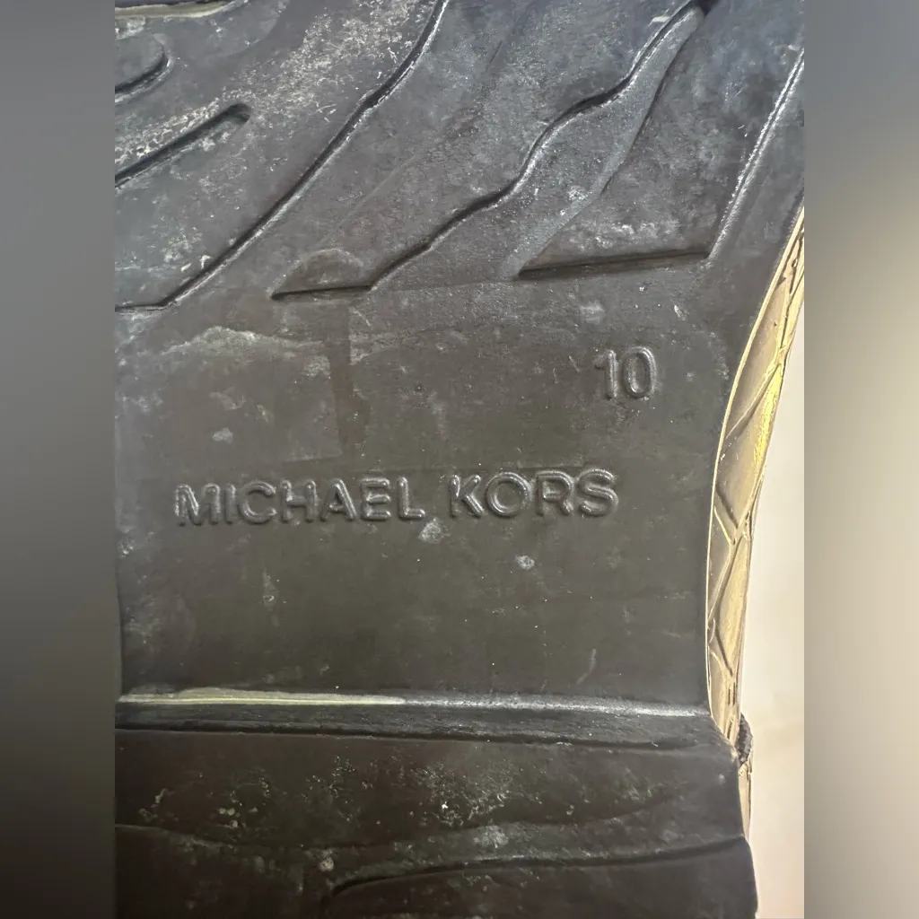 Michael Kors Croc Fulton Croco Embossed Brown Rubber Rain Boots Womens Sz 10 - Image 4