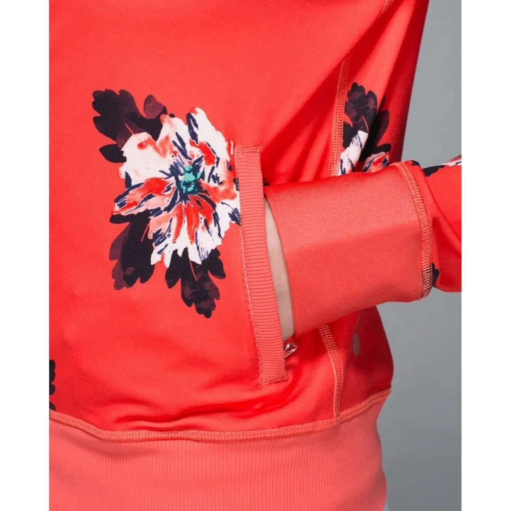Lululemon Namaskar Hoodie Sweater Atomic Flower Parfait Orange Size 6 Full Zip - Image 4