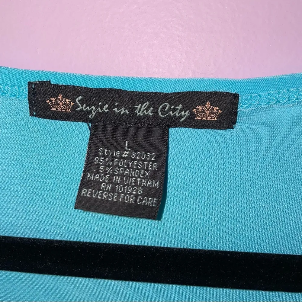 Vintage Suzie in the City Size L Y2K Tank Top Babydoll Asymmetrical Light Blue Size L - Image 3