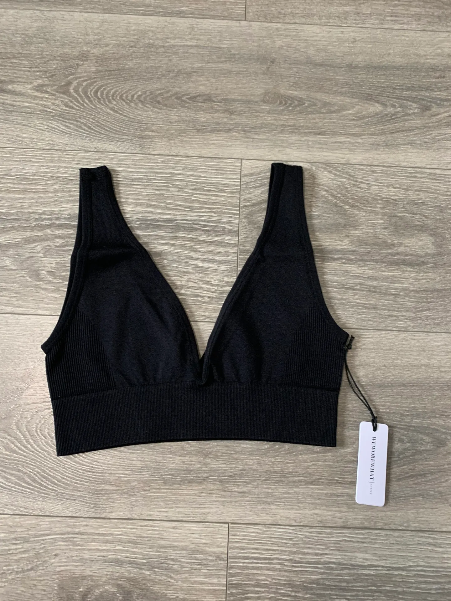 WeWoreWhat Black Knit V-Neck Bralette - Image 5