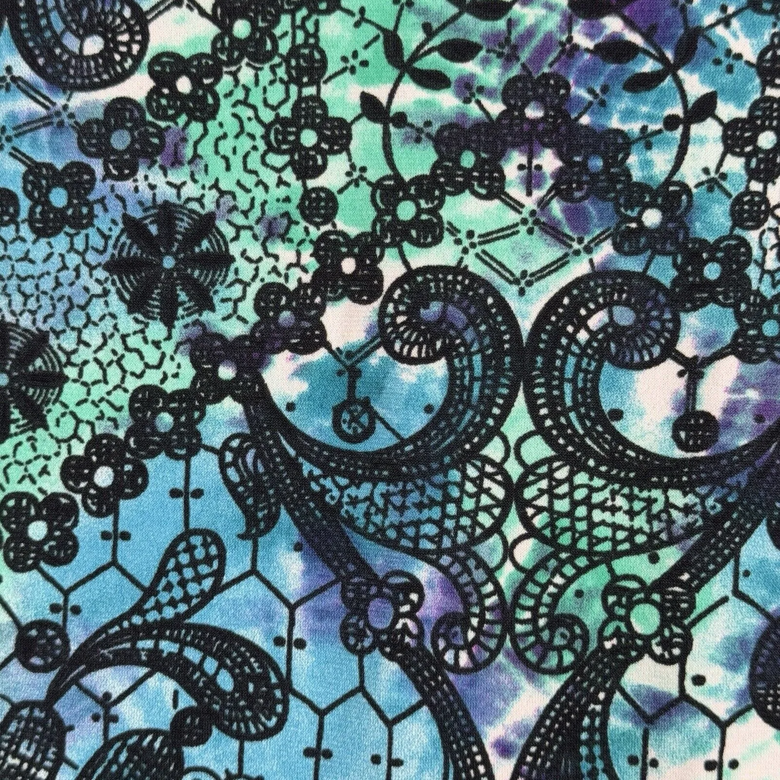 JKLA California Shirt Womens Medium Black Blue Geometric Floral Vintage 2000 Y2K - Image 6