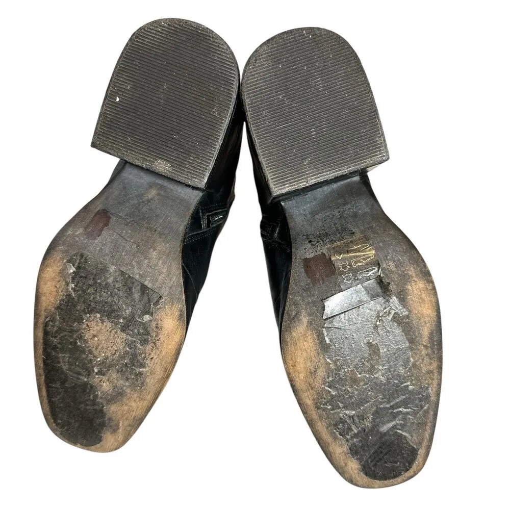 Free People Nicola Leather Square Toed Ankle Zip Block Heeled Boot Black 36 US 6 - Image 7