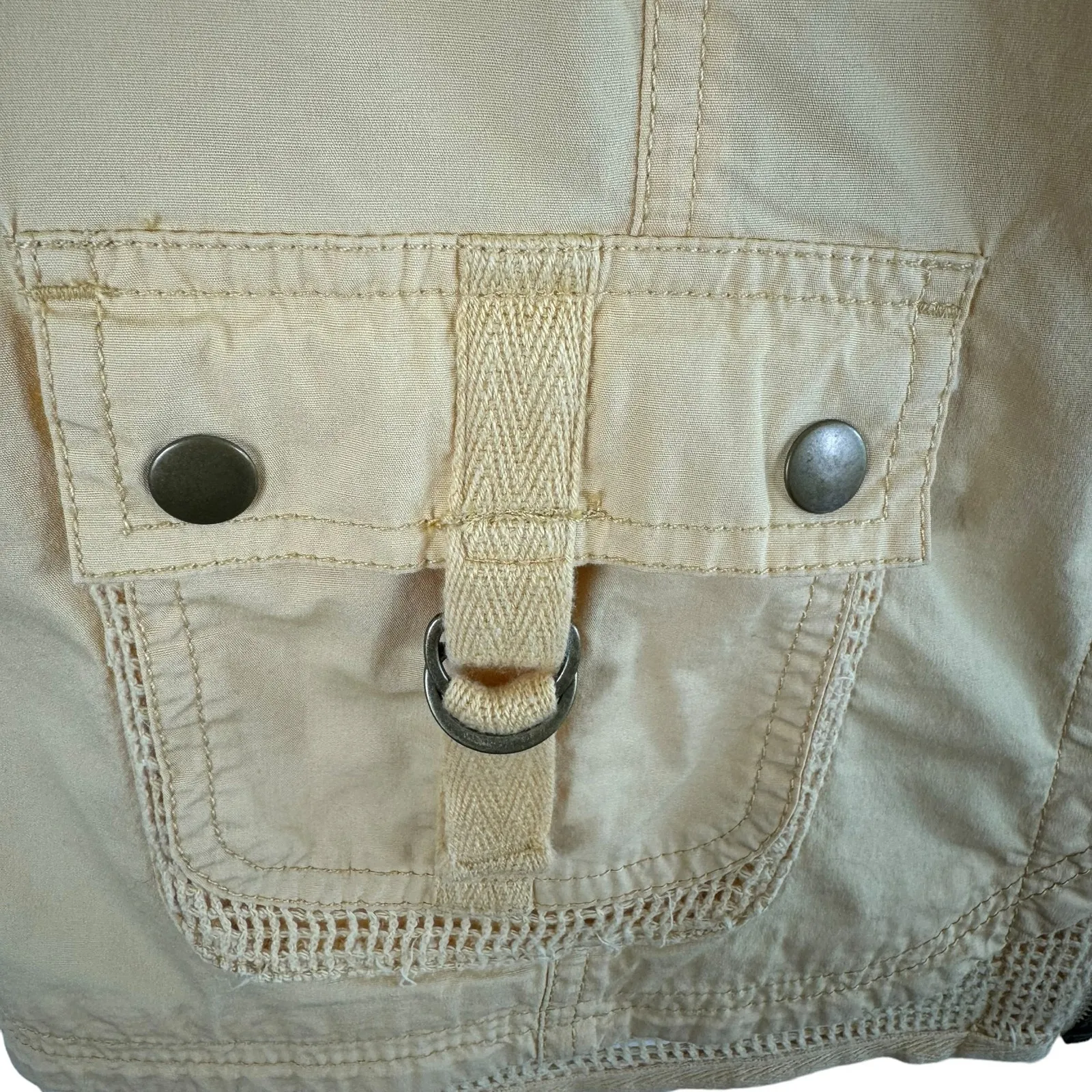 Chico's‎ Pastel Yellow Full Zip Lightweight Mock Neck 3/4 Sleeve Cotton Jacket L - Image 4