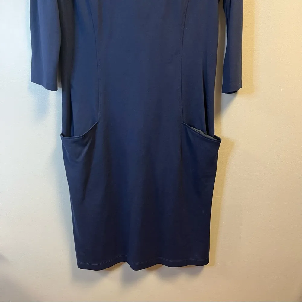 J. McLaughlin Catalyst Dress in Winter Navy Blue Sz L EUC Sheath 3/4 Sleeve - Image 9