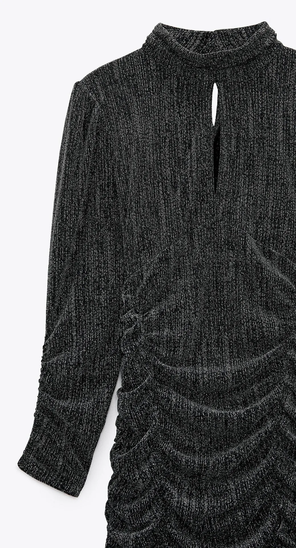 Black Silver Metallic Thread Bodycon Dress - Image 4