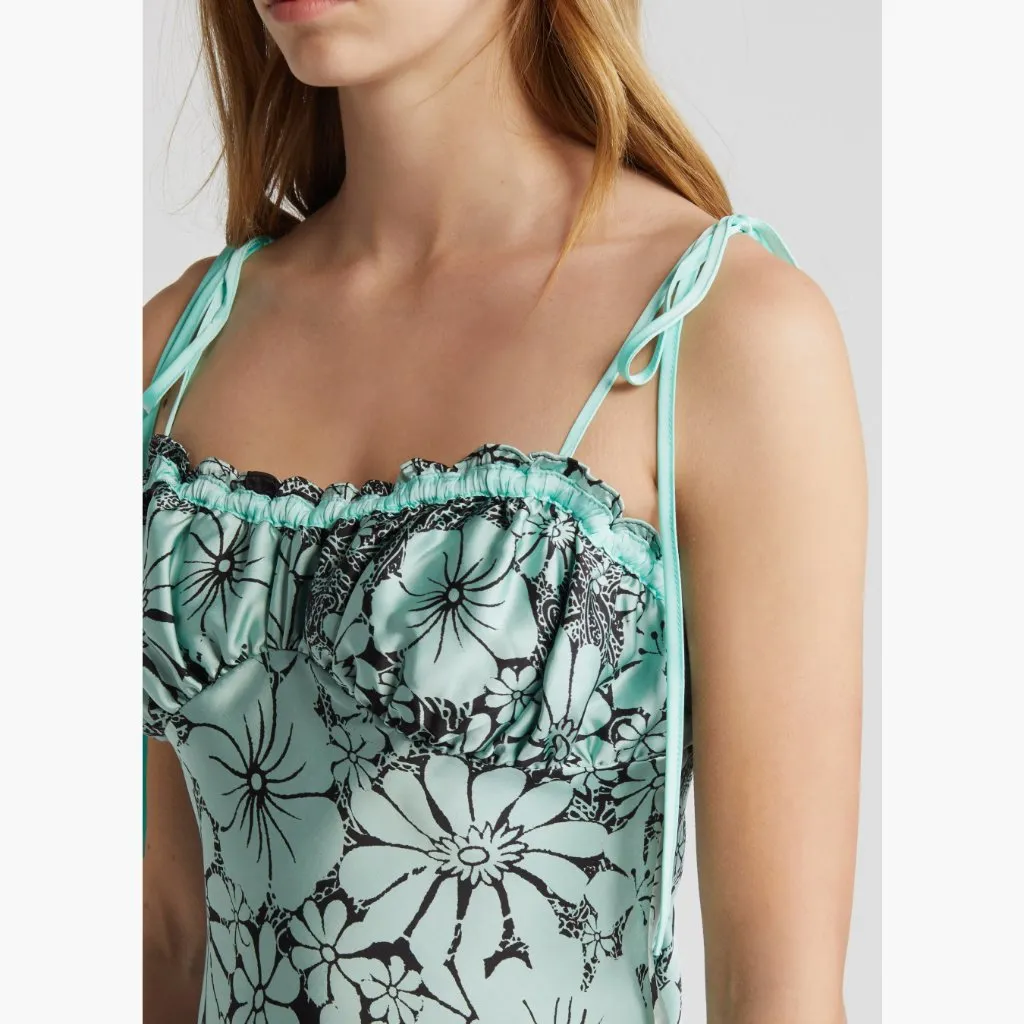 NWT Free People Retro Daisy Asymmetric Slipdress Large, BLACK COMBO - Image 6