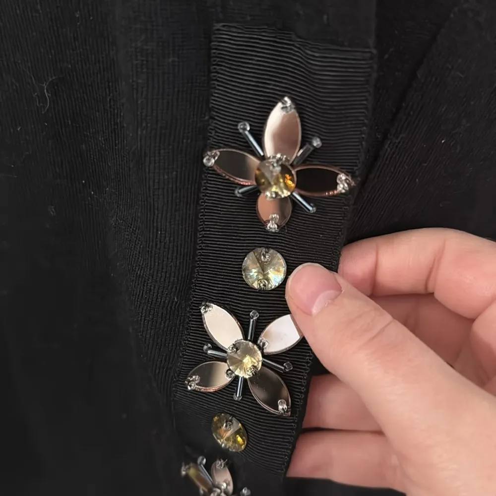 Lanvin thin Wool Black Cardigan with Crystal embellishments Size S - Image 6