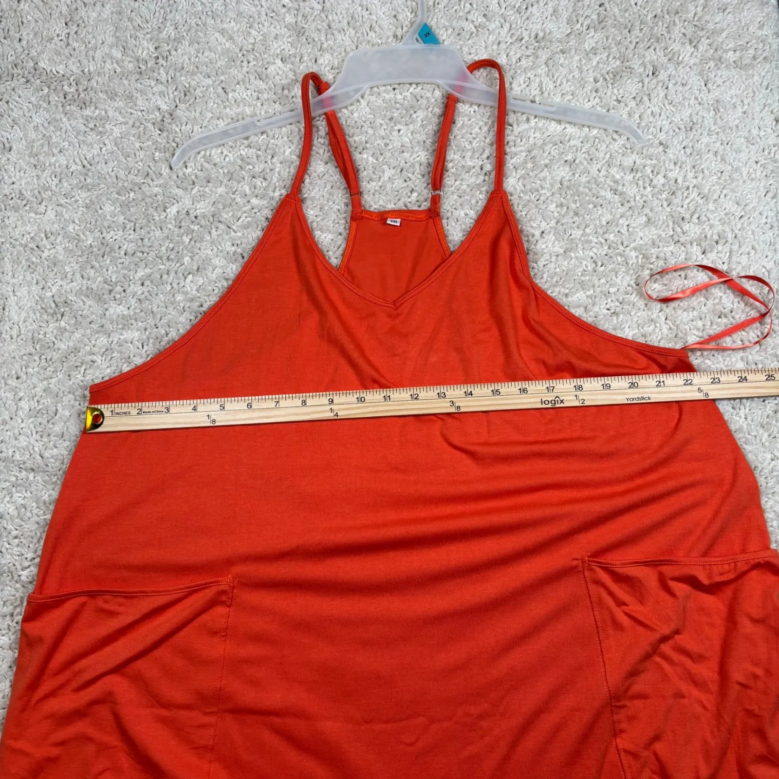 Orange Solid Sleeveless Wide Leg Jumpsuit Romper Pockets Plus Size XXL - Image 6