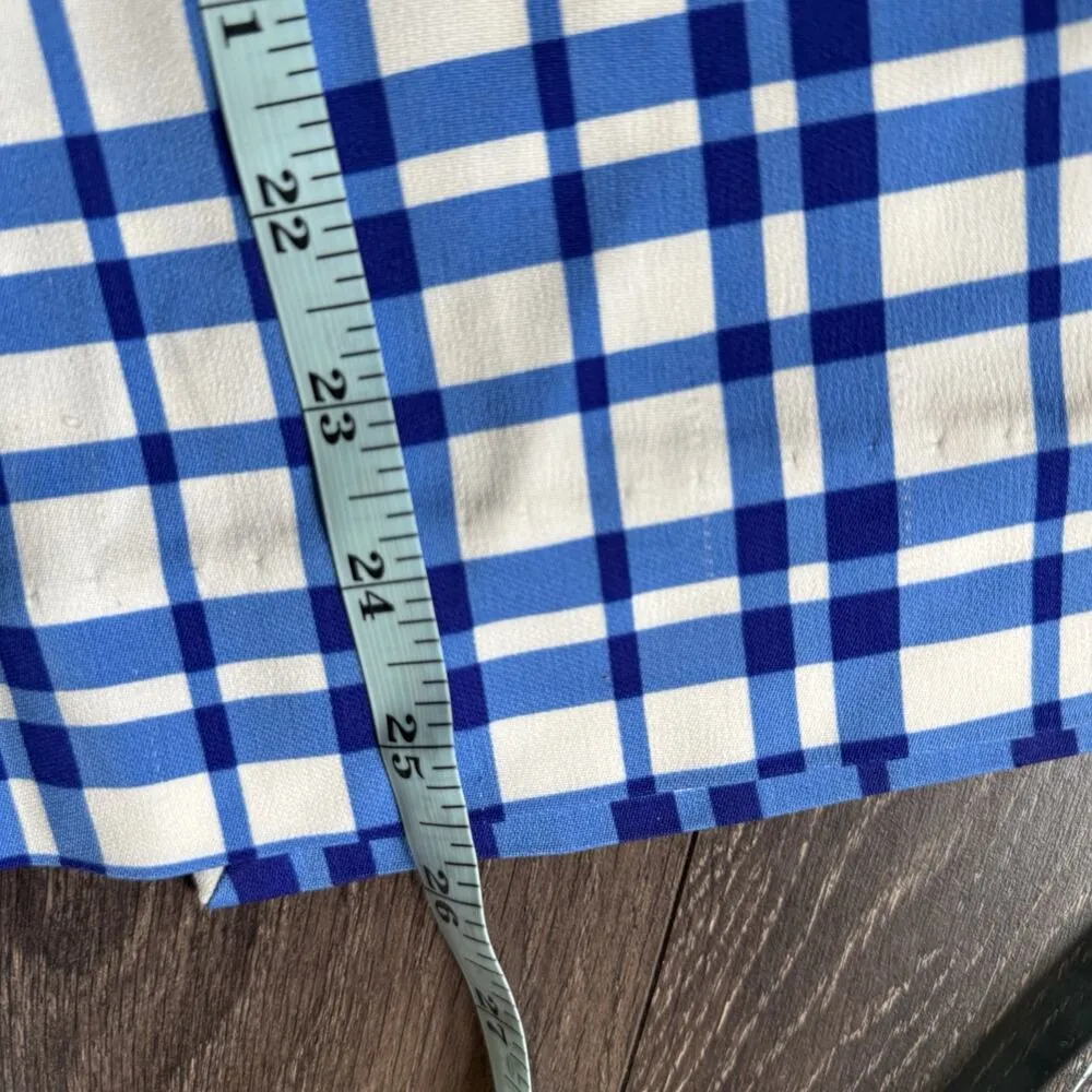 Diane Von Furstenberg Tailored Pencil Skirt Blue & Ivory Roddick Check Size 6 - Image 8
