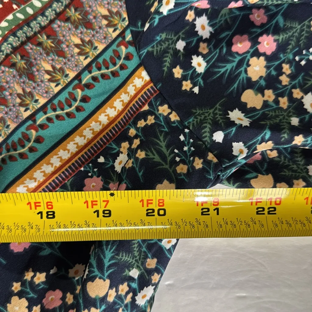 Floral Maxi flutter sleeve navy dress boho cottage country southwest casual 18 Blue - Image 13