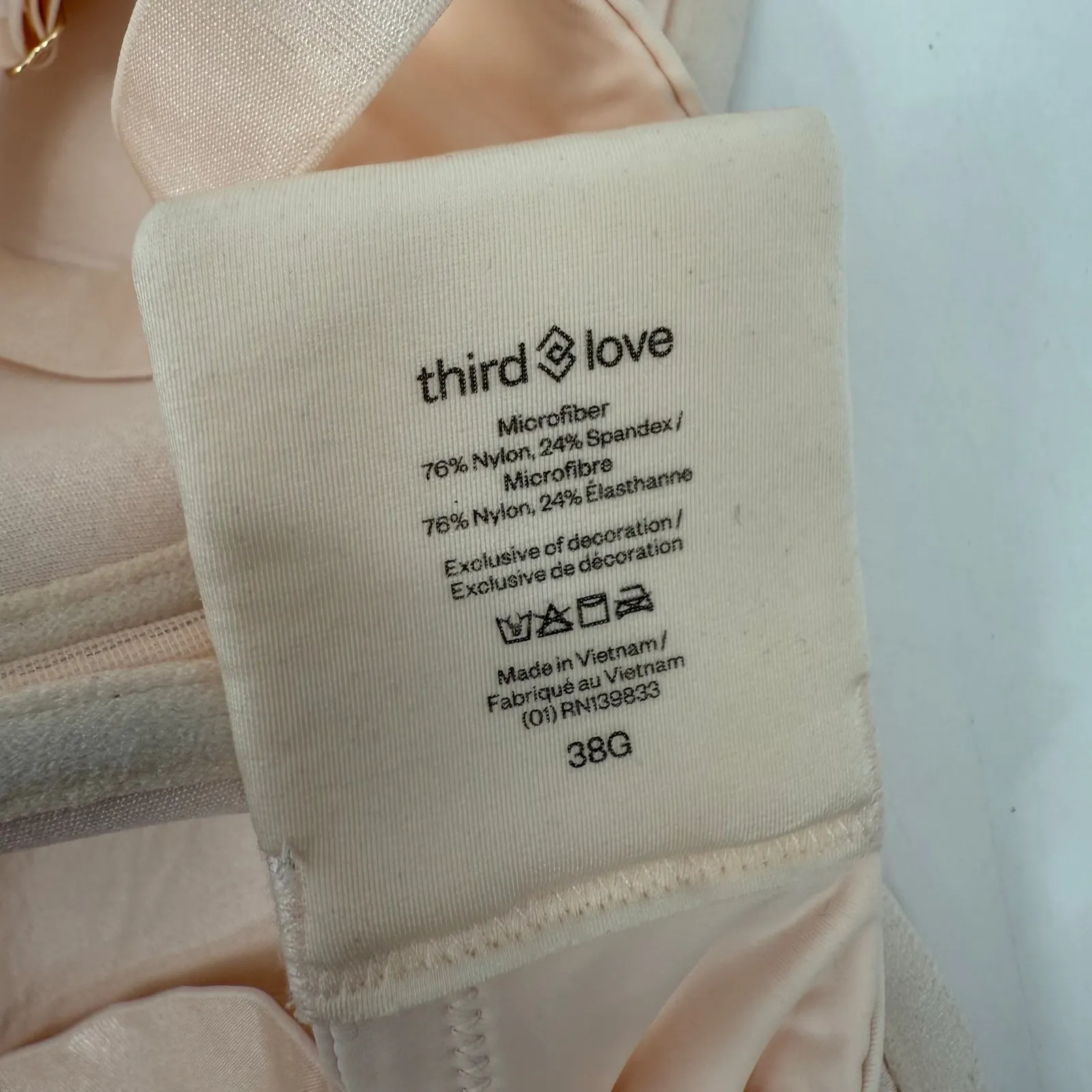 THIRDLOVE Bra 38G 24/7 Classic T-Shirt Underwire Soft Molded Cups Beige Intimate - Image 3