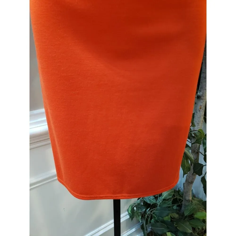 Kardashian Kollection Women Orange Back Cutout Zipper Waist Knee Length Dress S - Image 4