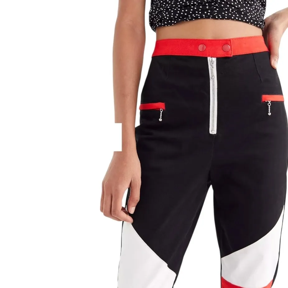 RARE Urban Outfitters Women's Britt Colorblock Moto Pant in Black White and Red - Image 3
