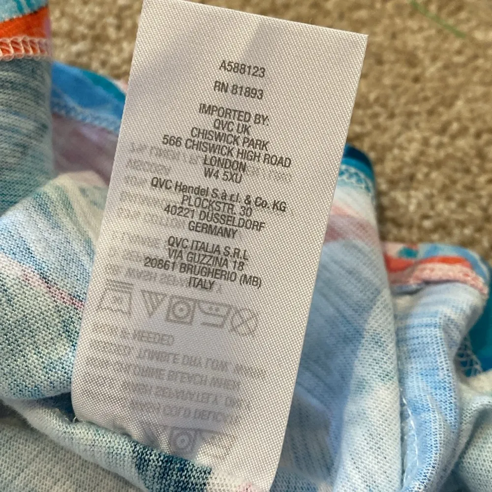 Denim&Co Beach Sleeveless Tiered Multicolor Scoop Neck Cotton Linen Dress Sz XL Blue - Image 6