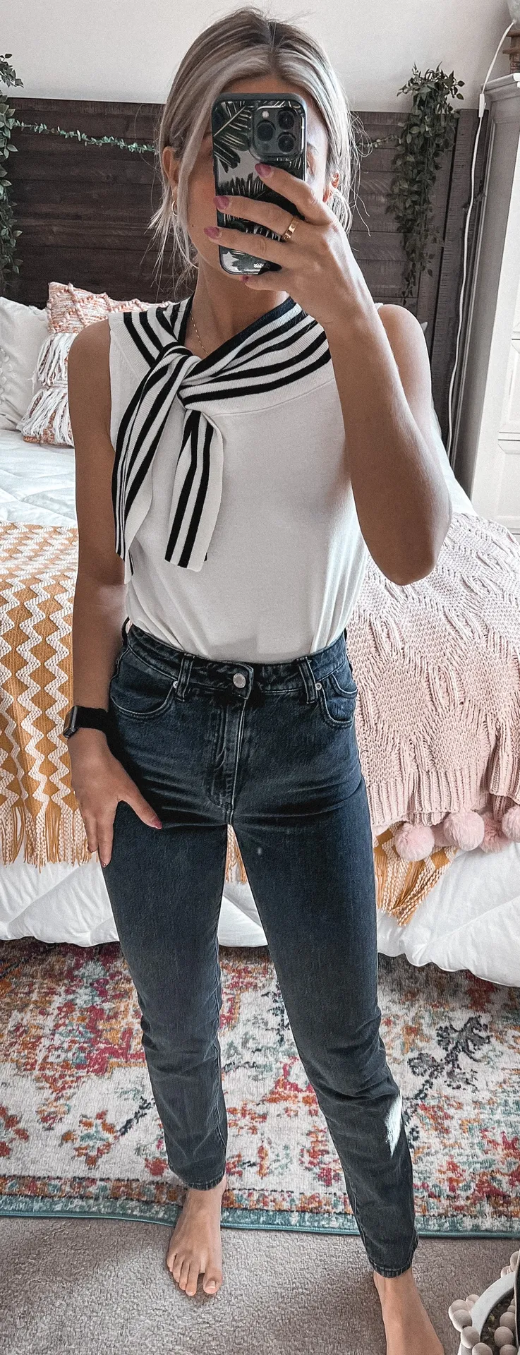 Black High Rise Slim Leg Jeans  - Image 2