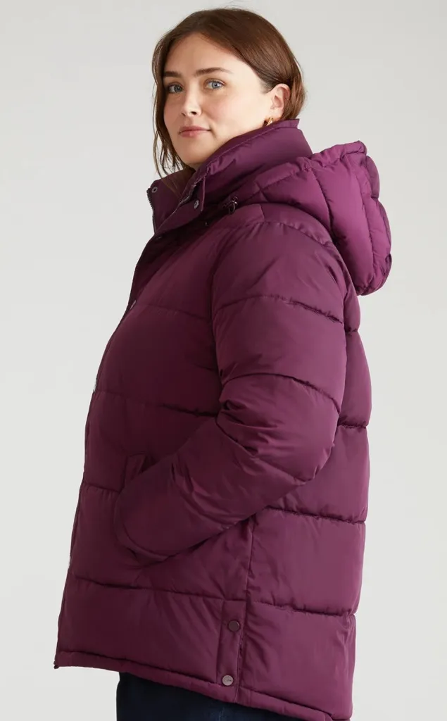 Universal Standard NWT Burgundy Puffer Coat with Hood - Image 1