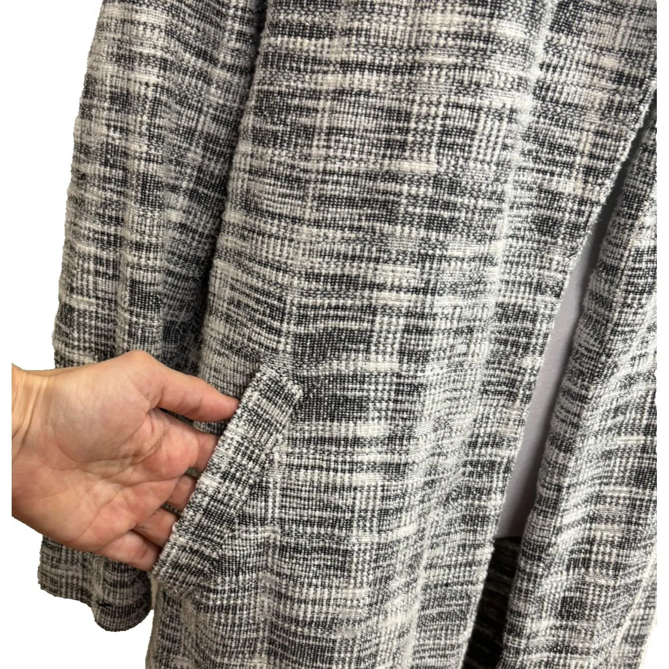 Melloday Blazer Women Sz S Plaid Tweed Open Front Notch Lapel Preppy Academia - Image 2