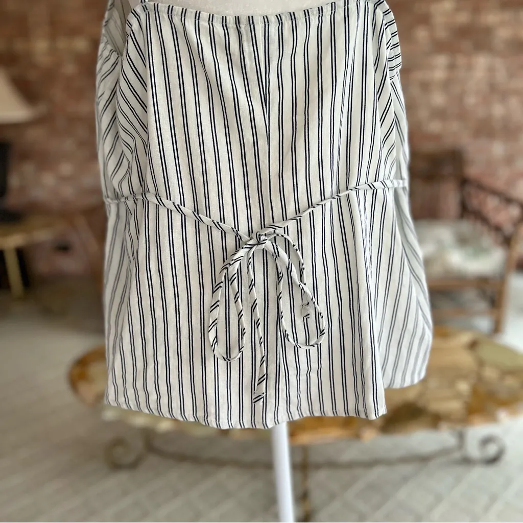 A New Day Vest Tank Top Striped Linen Ivory Blue Tie Back XL Preppy Trendy Work - Image 9