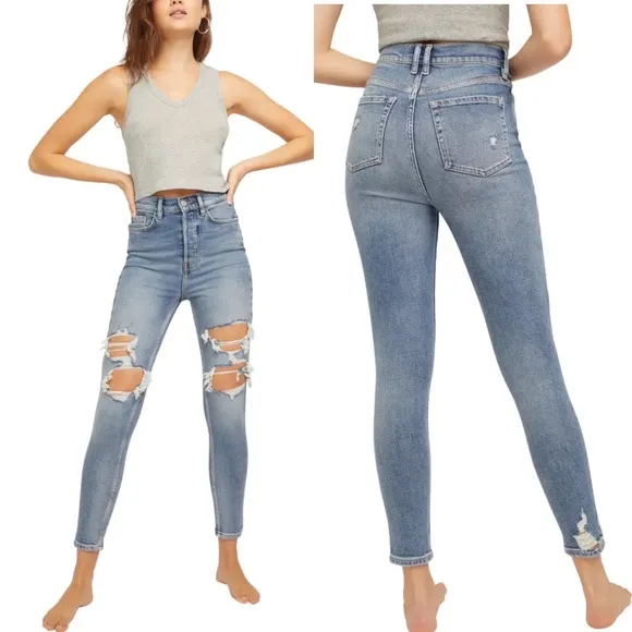 Free People We the Free Phoenix Ripped Skinny Jeans size 24 Blue 🆕 - Image 2