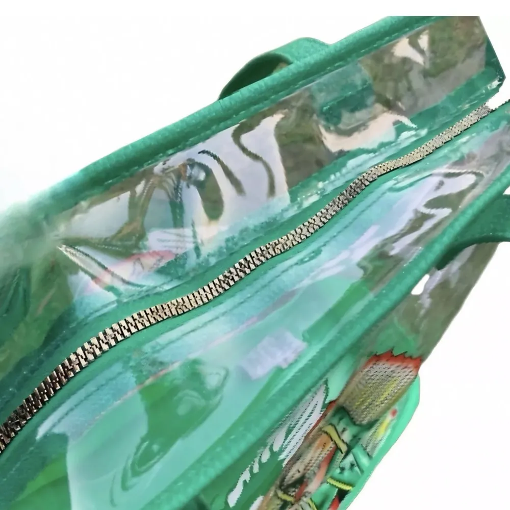 NWT Ed Hardy Virgin de Guadalupe Clear Floral Tote Bag $159 Green - Image 7