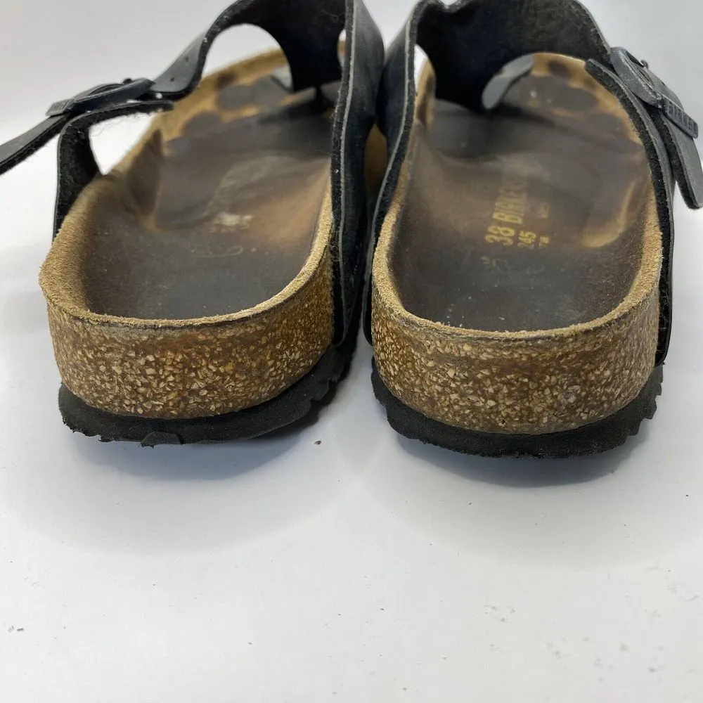 Birkenstock Mayari Birko Flor Black Leather Sandals Womens Sz EU 38 US W7 - flaw - Image 5