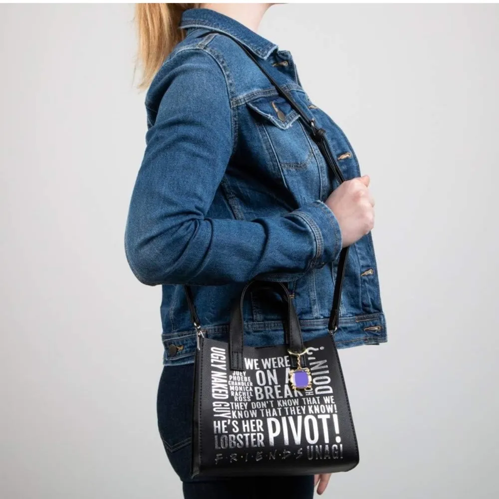 Friends Quote Mini Tote Bag Black - Image 2