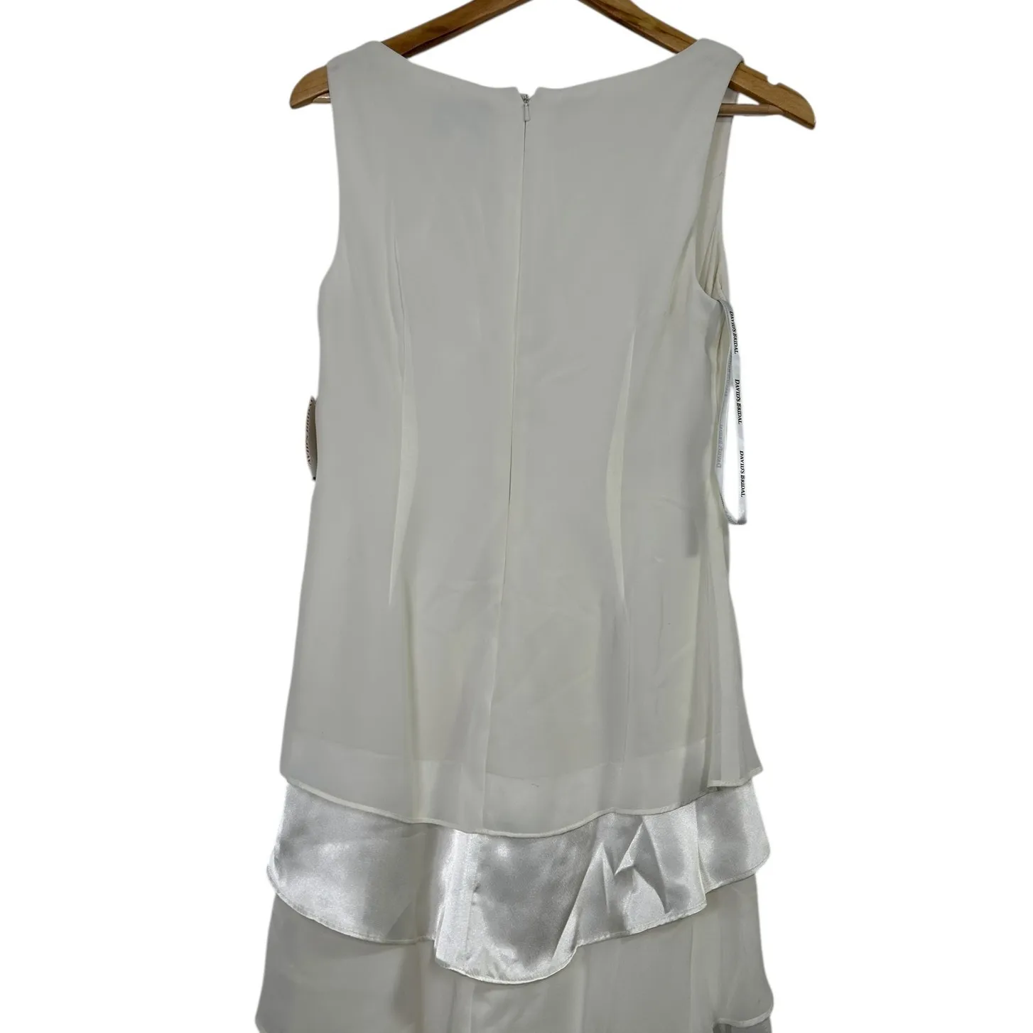 David’s Bridal Ivory Ruffle Gown Size 8 Chiffon Formal Wedding Guest‎ Dress - Image 4