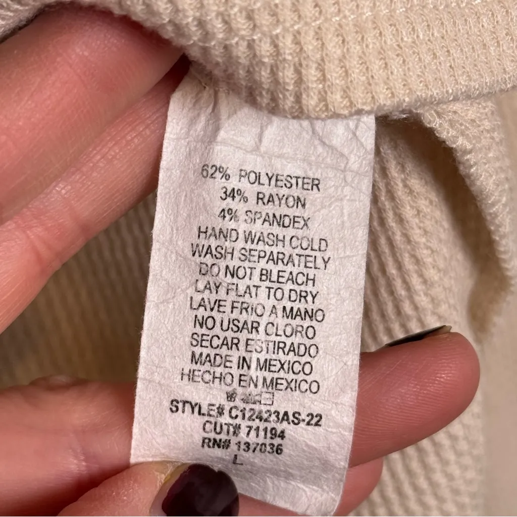 Altar'd State Julie Waffle Knit Smocked Peplum Peasant Sleeve Square Neck Top L - Image 7