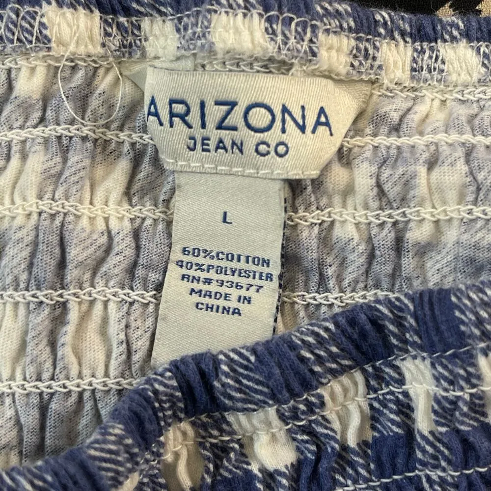 Arizona Jean Co. Navy Gingham Smocked Crop Top Size L - Image 4