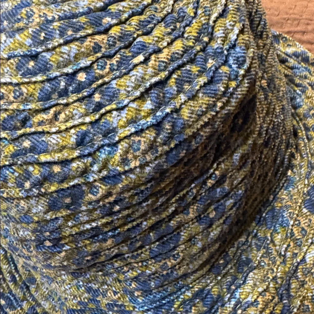 GREVI Italy Bucket Hat Woven Green blue Floral Ladies Layers Soft Flexible Sun - Image 2