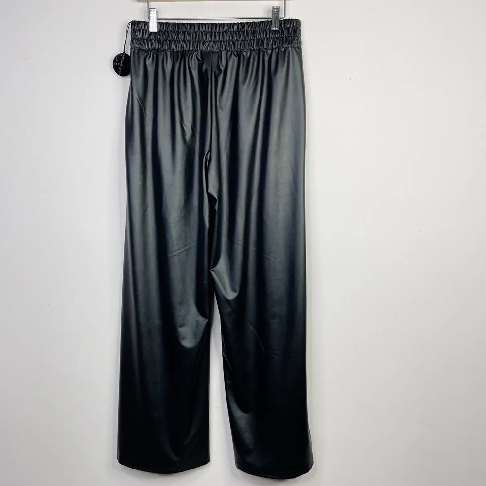 OFFLINE Aerie Real Luxe Faux Leather Wide Leg Pants Black Vegan Womens M New NWT - Image 5
