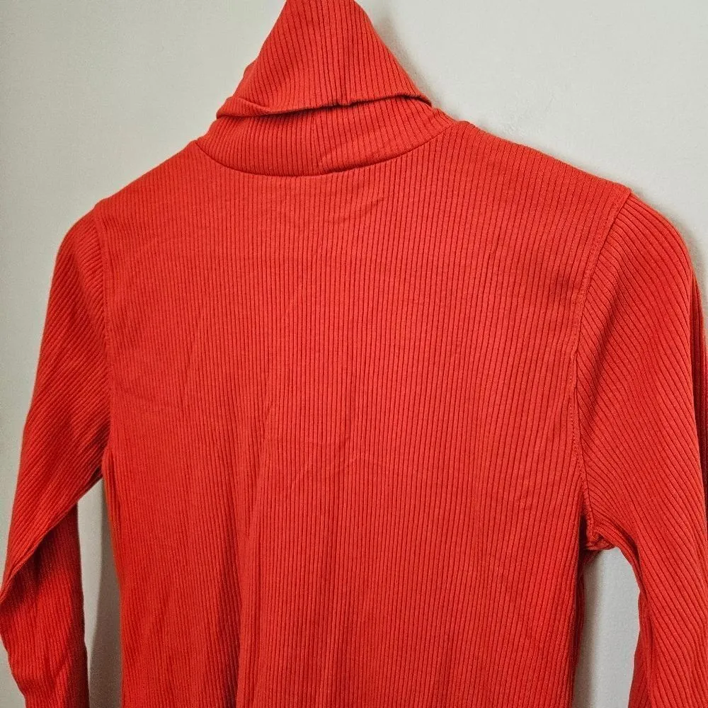 Wild Fable Dress Turtleneck Long Sleeve Orange Red Ribbed Mini Casual Basics - Image 5