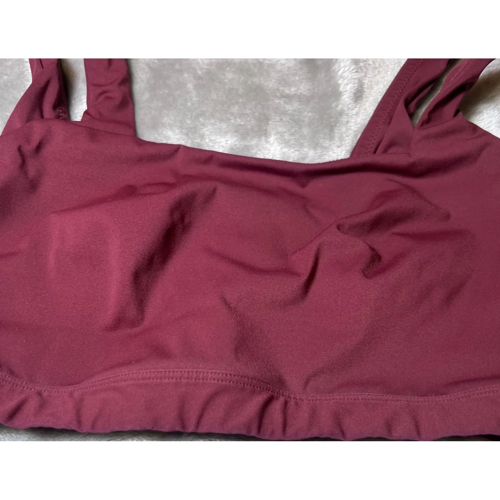 Yitty Ribbed Racerback Sports Bra Womens Medium Marioon Crop Top Athletic Gym - Image 10