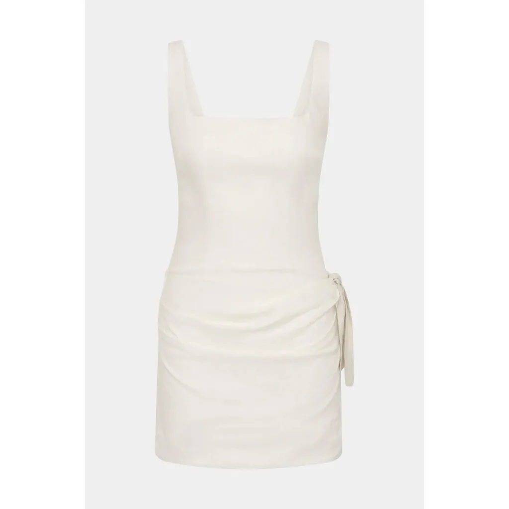 SIR. Jessamine Tie Mini Dress in Ivory 1/S New Womens Linen Tie White - Image 9