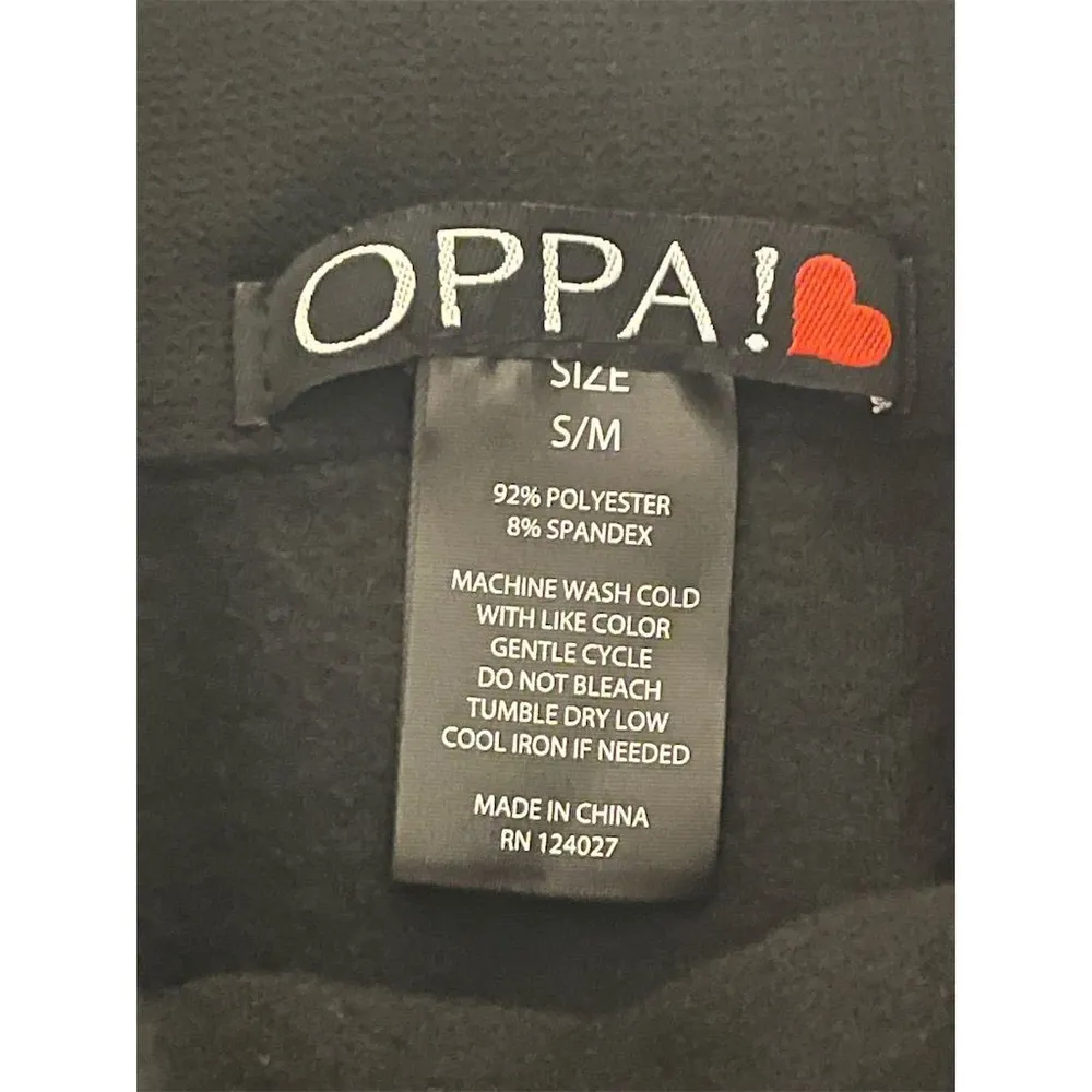 OPPA! Leggings Women's Size S Pocket Black White Love Graphic Ankle Knit NEW - Image 7