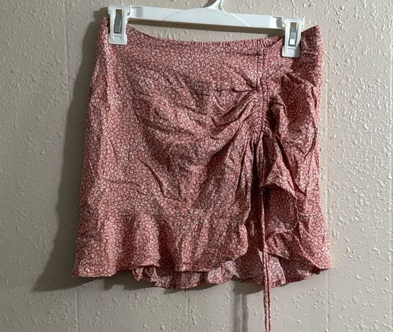 Urban Romantics  Ruched Drawstring Ruffle Mini Skirt - Image 2