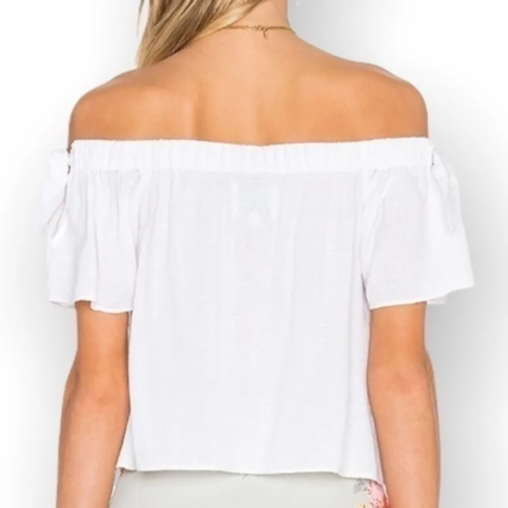 Privacy Please Size S Ivory Asay Short Sleeve Off The Shoulder Swiss Dot Top - Image 4