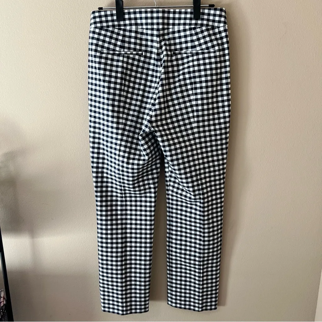 J.Crew Remi Pant Womens 8 Gingham White Navy High Rise Slim Cropped Ankle #AJ336 - Image 2