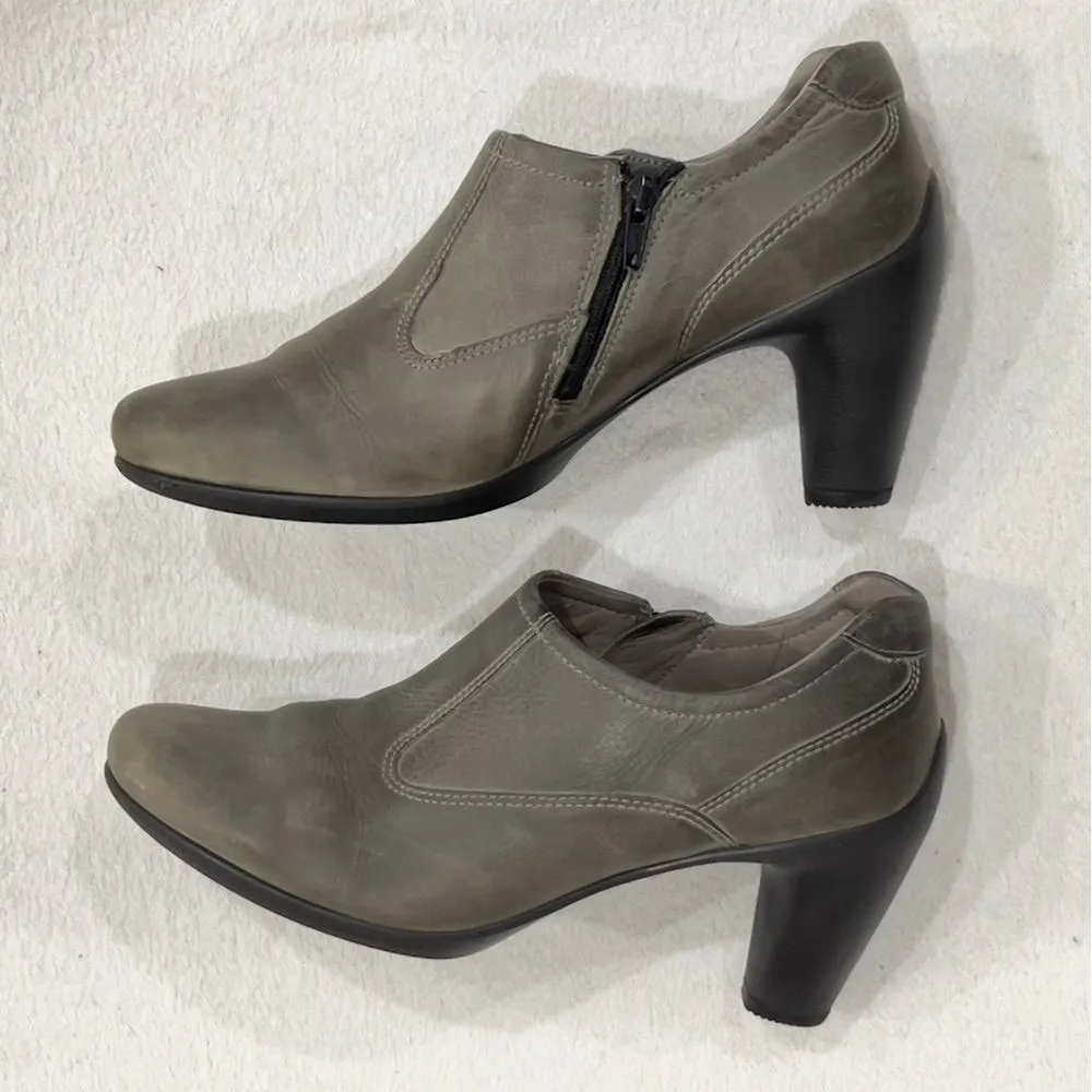 Ecco Gray Leather Ankle Heel Bootie EU39 - Image 7