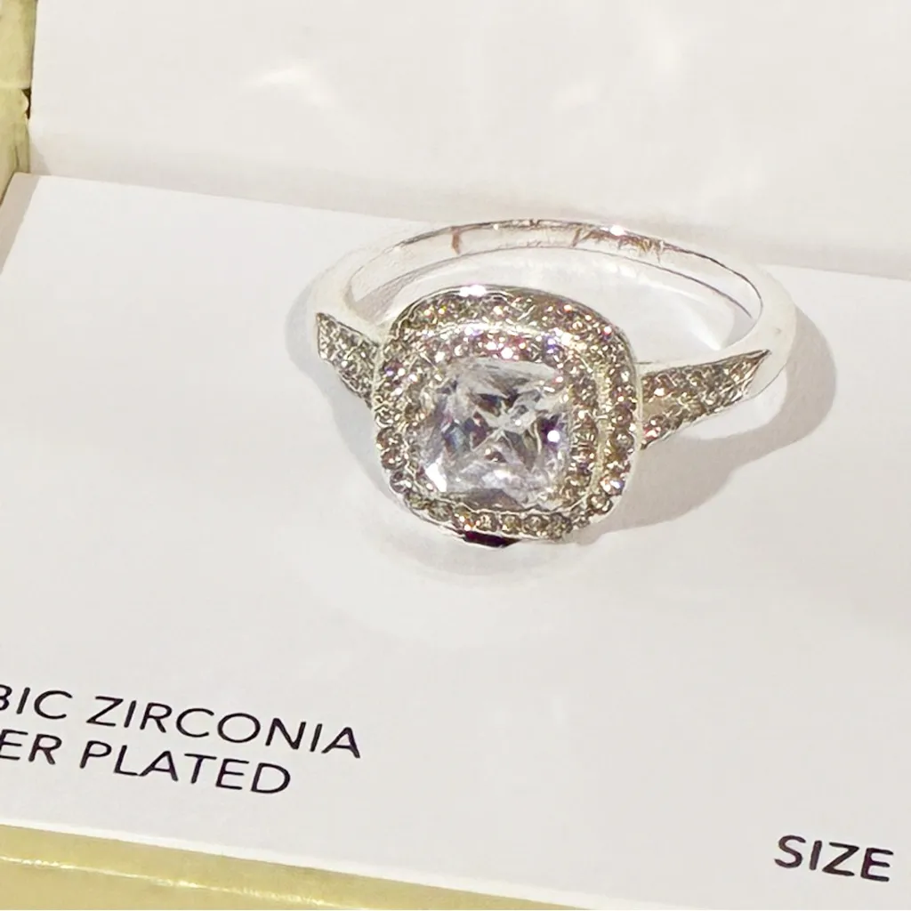 Charter Club Size 9 Cubic Zirconia Silver Plated Ring Jewelry‎ NEW IN BOX - Image 2