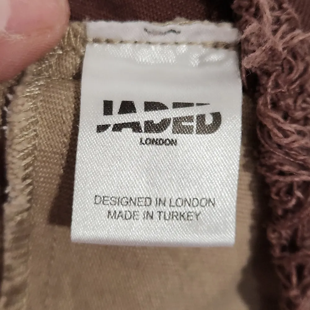 Jaded London Jeans Brown Patchwork Boho Fringe Boyfriend High Rise Sz 26W - Image 9