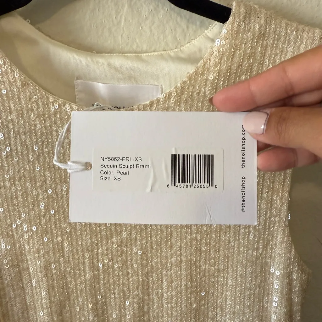 NWT THE NOLI SHOP Sequin Sculpt Brami Top Size XS Pearl New Years Eve Holiday - Image 2