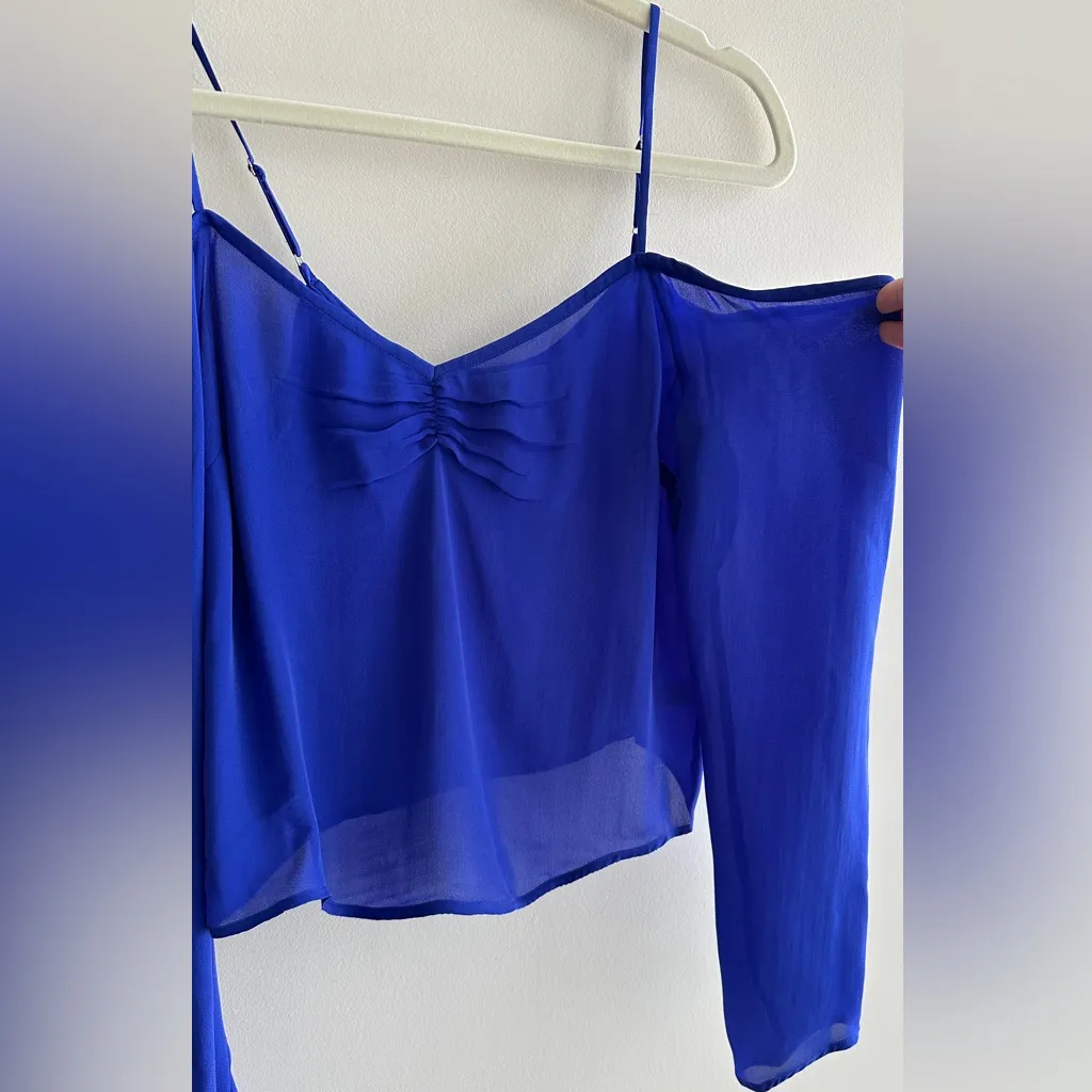 Fleur Du Mal Georgette Cold Shoulder Top, Electric Blue, Size XS, NWT Blue - Image 12
