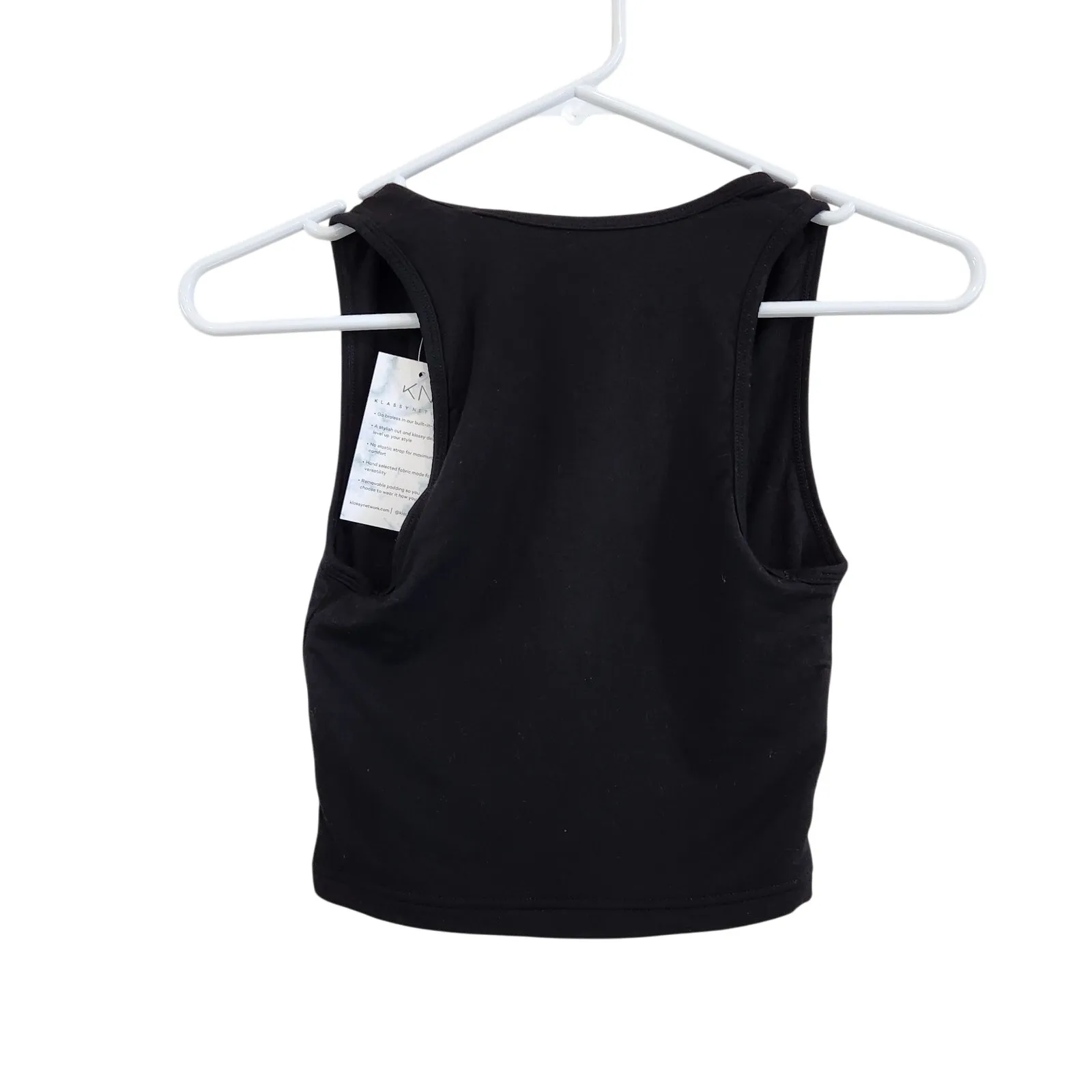 Klassy Network Deep V Neck Black Crop Top Brami Tank Built in Bra Size Small - Image 2