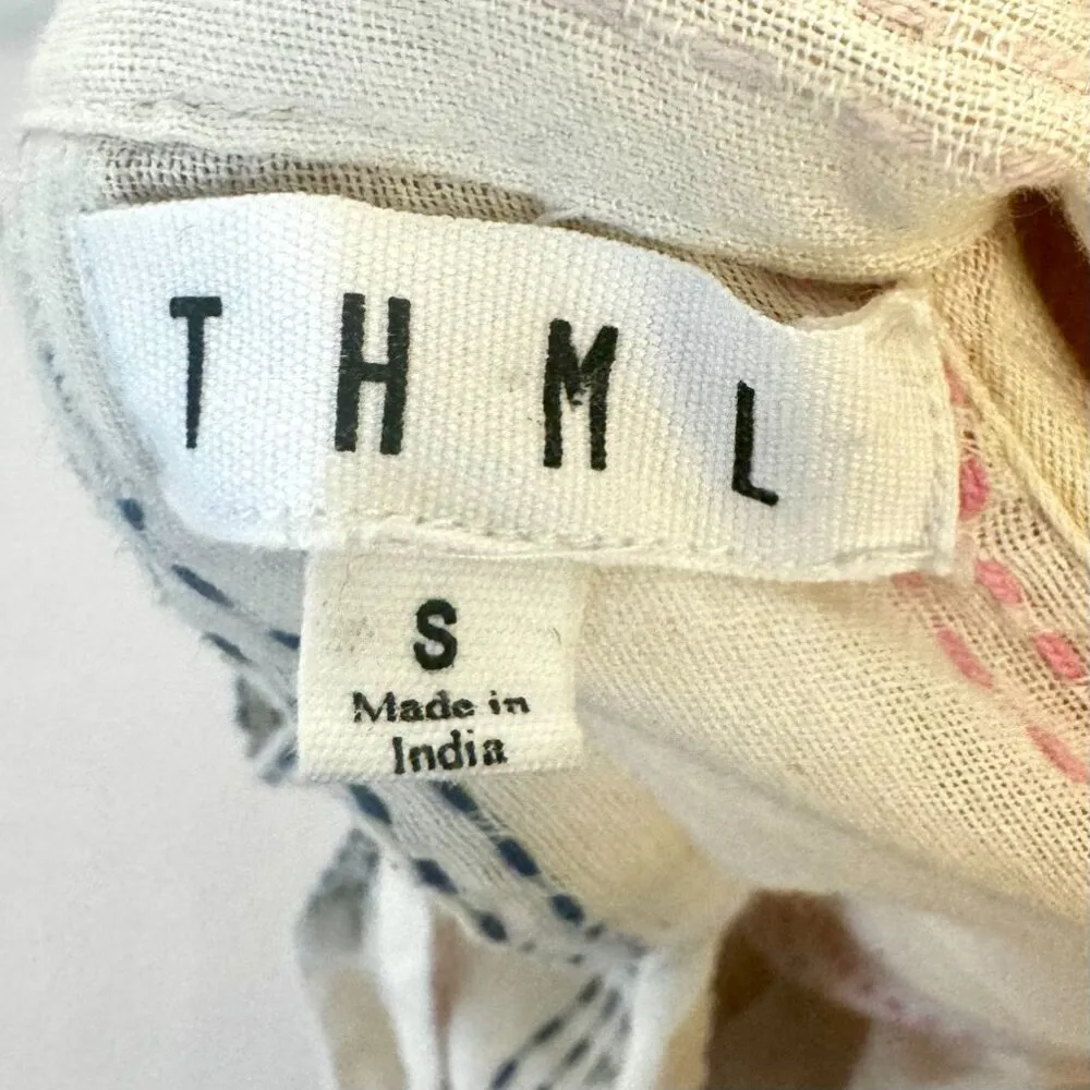 THML Embroidered Tassel Front Button & Tie Back Top Size Small - Image 9