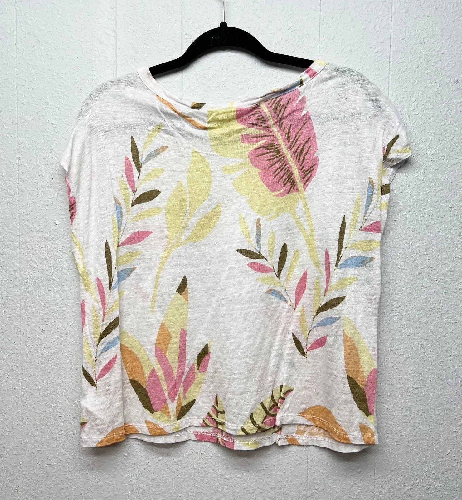 Cynthia Rowley 100% Linen Floral Top Womens Medium Beachy Coastal Workwear Chic - Image 5